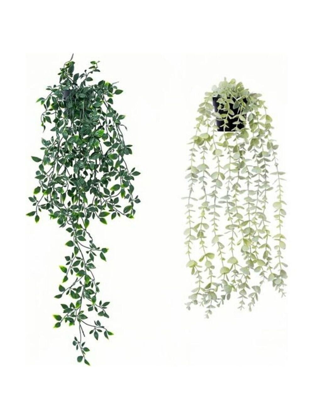 Artificial hanging plants set of 2 potted eucalyptus mandala leaves room decor